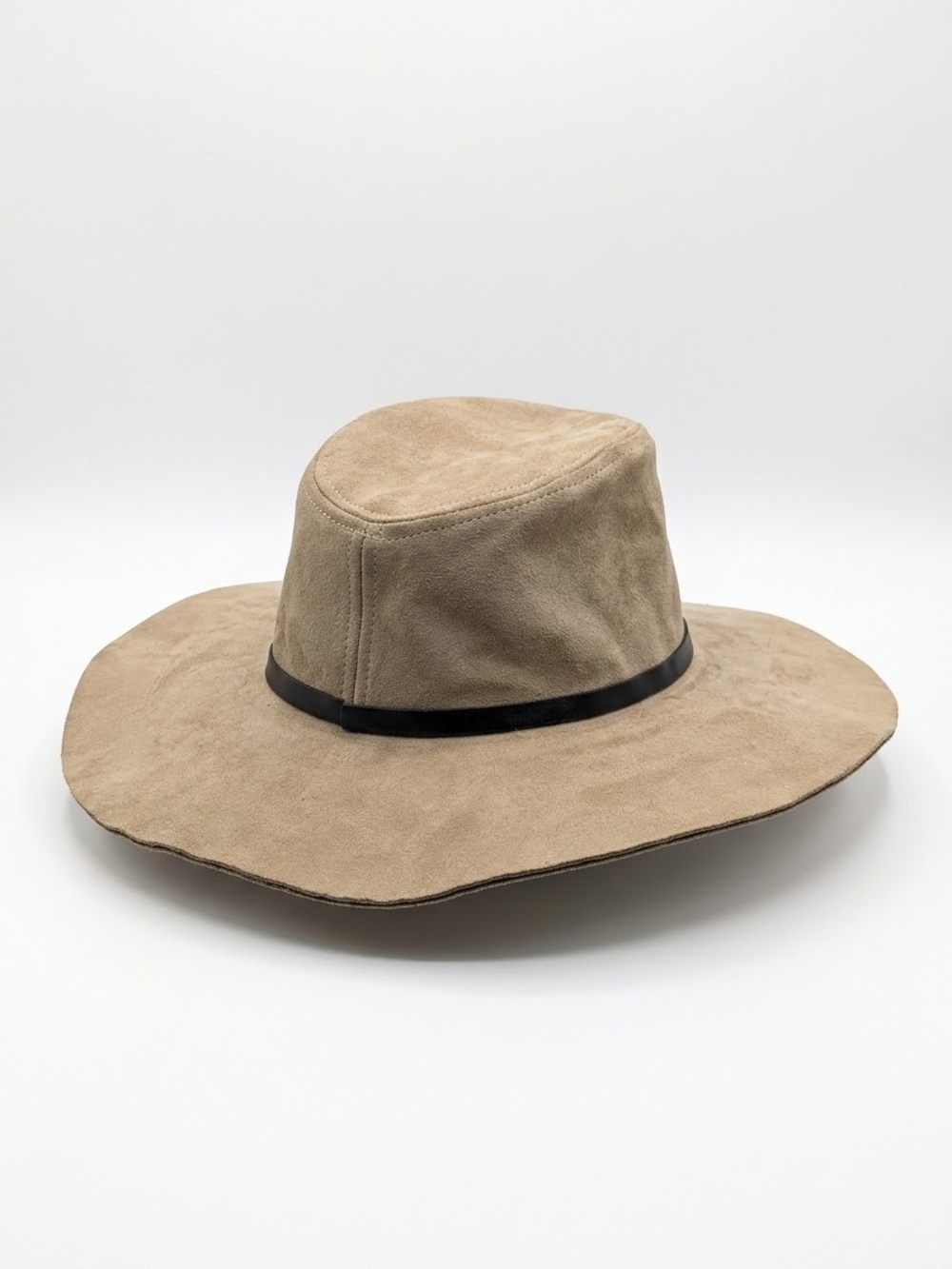 BCBGMAXAZRIA Tan Faux Suede Wide Brim Safari Hat